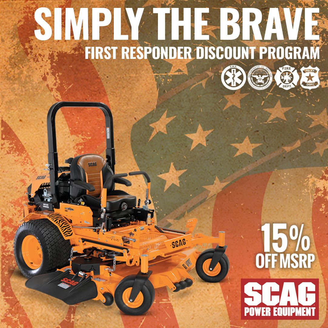 Scag Simply the Brave first responder discount — 15% off MSRP