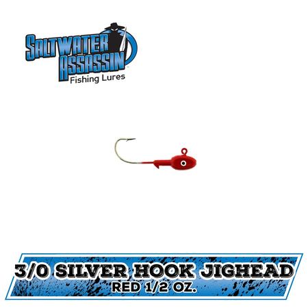 Silver Hook Jig 1/2oz 3/0h Red 7ct