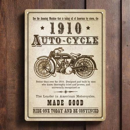 Tin Sign 1910 Autocycle 12x17