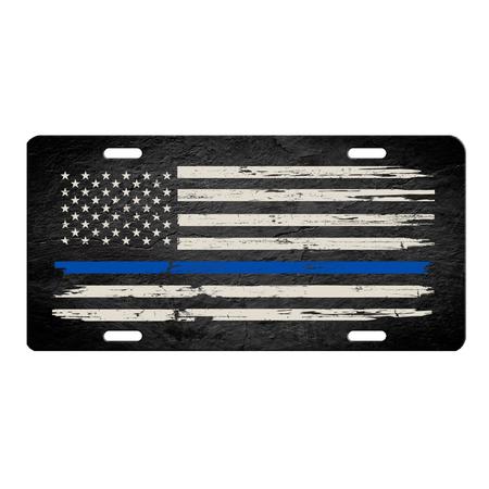 Vanity Plate Thin Blue Line Flag 12x6