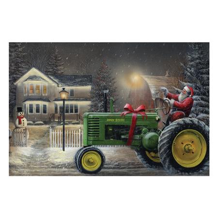 Led Art Santa On Tractor 24x16
