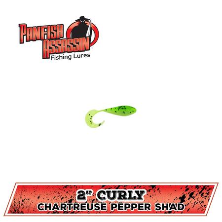 Curly Shad Chartreuse Pepper Shad 2in