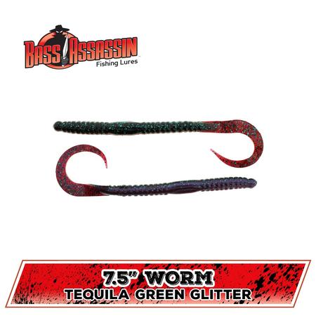 Worm Tequila Green Glitter 7.5in