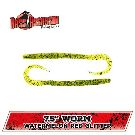 Worm Watermelon Red Glitter 7.5in