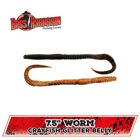 Worm Crayfish Glitter Belly 7.5in
