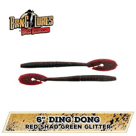 Ding Dong Red Shad Green Glitter 6in