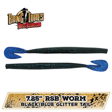 Rsb Worm Black Blue Glitter Tail 7.25in