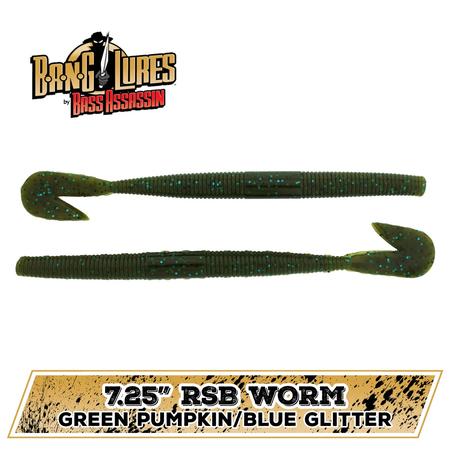 Rsb Worm Green Pumpkin Blue Glt 7.25in