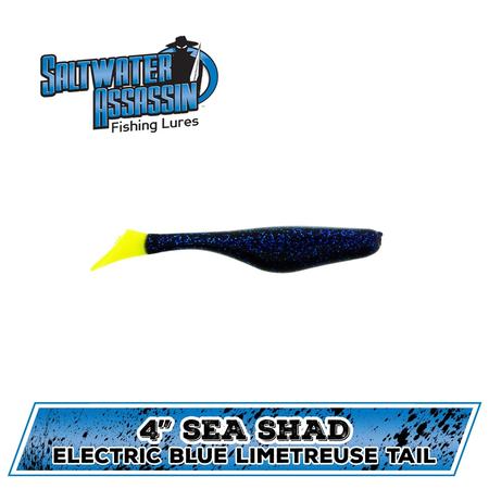4in Sea Shad Electric Blue Lime Tail