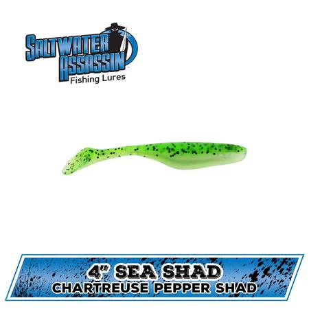 4in Sea Shad Chartreuse Pepper Shad