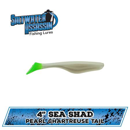 4in Sea Shad Pearl Chartreuse Tail