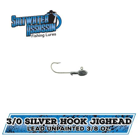3/8oz Silver Hook Jighead Unpainted 7ct