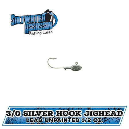 1/2oz Silver Hook Jighead Unpainted 7ct