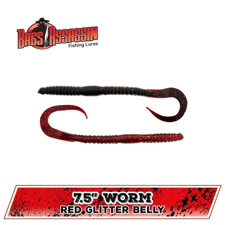Worm Red Glitter Belly 7.5in