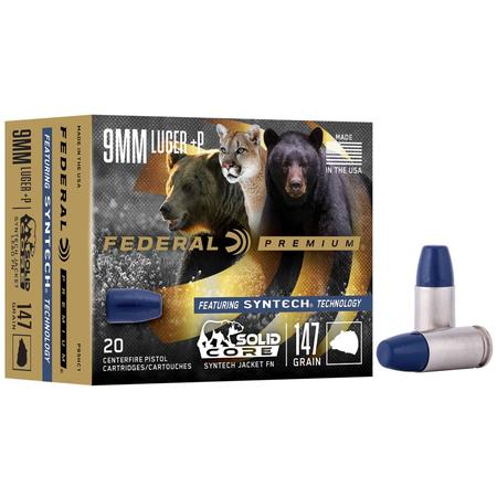 9mm Luger +p 147gr Solid Core 20rd